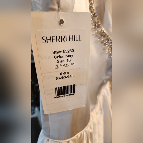 NWT Sz 18 Sherri Hill 53270 Ivory Short Mikado Cocktail Homecoming Dress - Picture 6 of 12